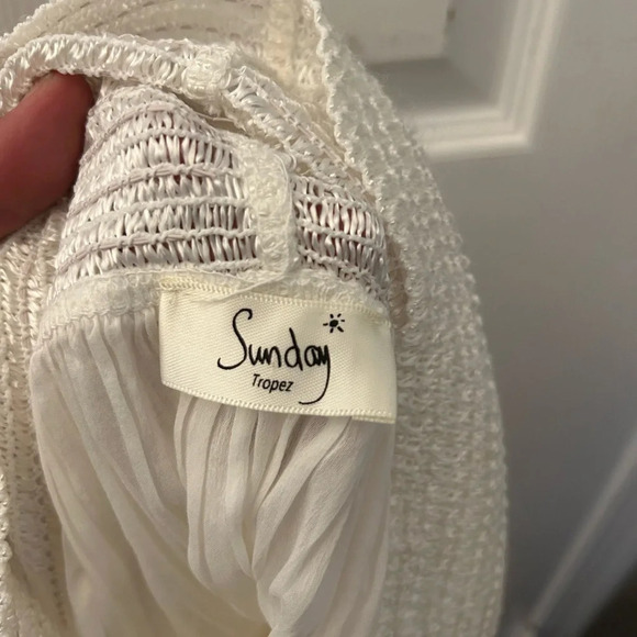 . SUNDAY ST. TROPEZ embroidered skirt in white sz M - Picture 5 of 9